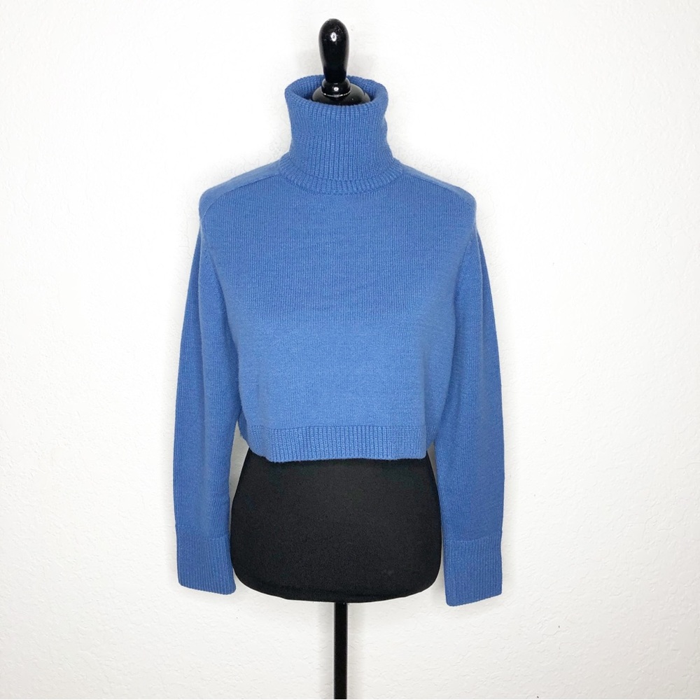 Zara blue turtleneck cropped sweater size Small NWT